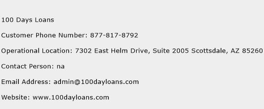 100 Days Loans Phone Number Customer Service