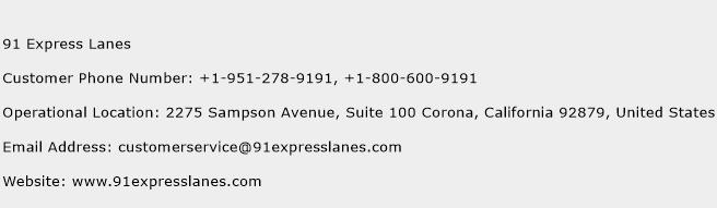 91 Express Lanes Phone Number Customer Service
