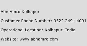 Abn Amro Kolhapur Phone Number Customer Service