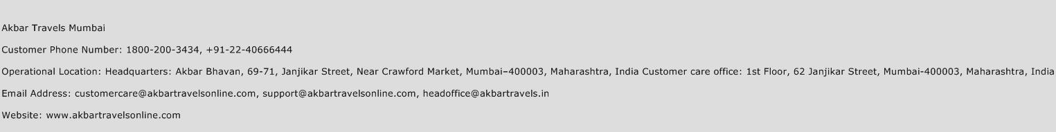 Akbar Travels Mumbai Phone Number Customer Service