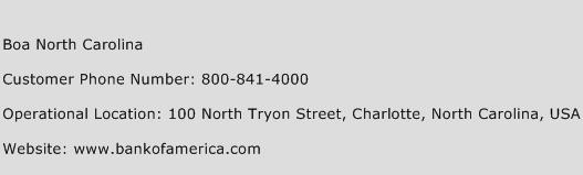 BOA North Carolina Phone Number Customer Service