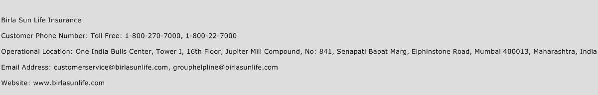 Birla Sun Life Insurance Phone Number Customer Service