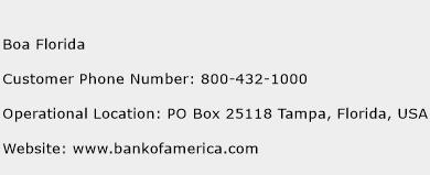 Boa Florida Phone Number Customer Service