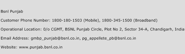 Bsnl Punjab Phone Number Customer Service