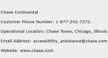 Chase Continental Phone Number Customer Service