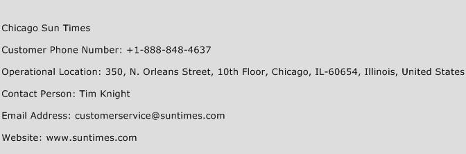 Chicago Sun Times Phone Number Customer Service
