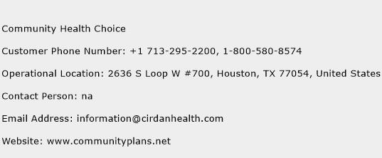 Community Health Choice Phone Number Customer Service
