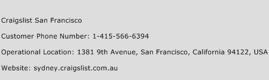 Craigslist San Francisco Phone Number Customer Service