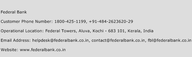 Federal Bank Phone Number Customer Service