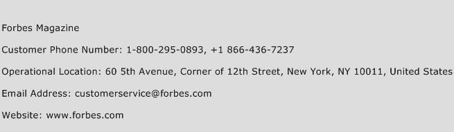 Forbes Magazine Phone Number Customer Service