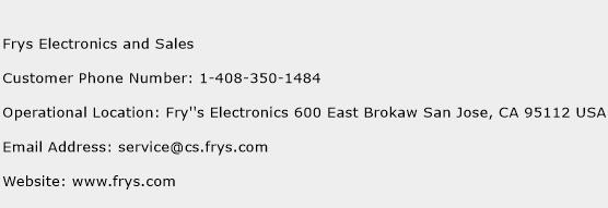 Frys Electronics and Sales Phone Number Customer Service
