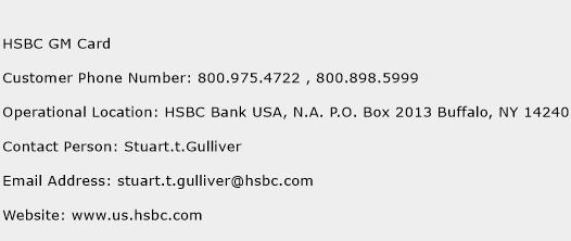 HSBC GM Card Phone Number Customer Service