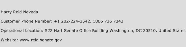 Harry Reid Nevada Phone Number Customer Service