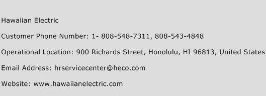 Hawaiian Electric Phone Number Customer Service