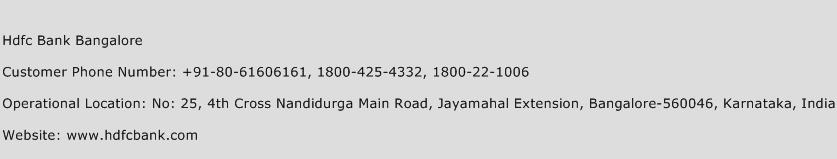 Hdfc Bank Bangalore Phone Number Customer Service