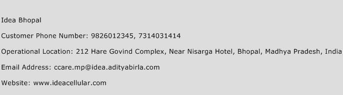 Idea Bhopal Phone Number Customer Service
