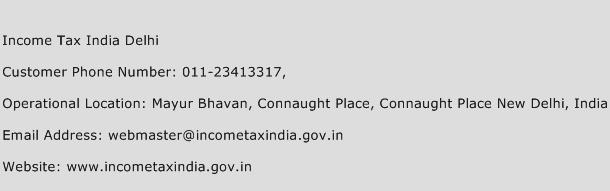 Income Tax India Delhi Phone Number Customer Service