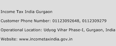 Income Tax India Gurgaon Phone Number Customer Service