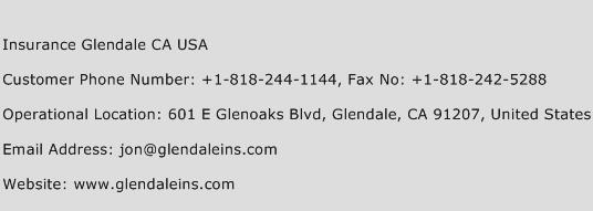 Insurance Glendale CA USA Phone Number Customer Service