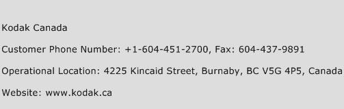 Kodak Canada Phone Number Customer Service