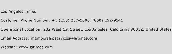 Los Angeles Times Phone Number Customer Service