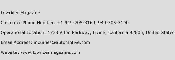 Lowrider Magazine Phone Number Customer Service