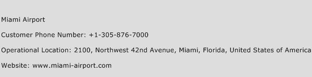 Miami Airport Phone Number Customer Service