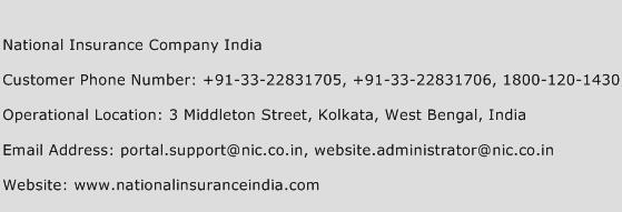 National Insurance Company India Phone Number Customer Service