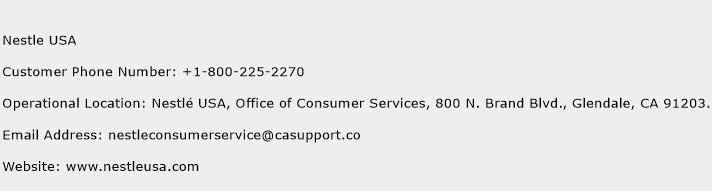 Nestle USA Phone Number Customer Service