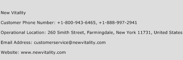 New Vitality Phone Number Customer Service