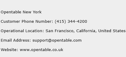 Opentable New York Phone Number Customer Service