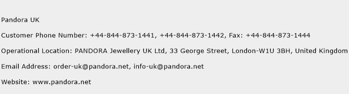 Pandora UK Phone Number Customer Service