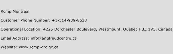 Rcmp Montreal Phone Number Customer Service