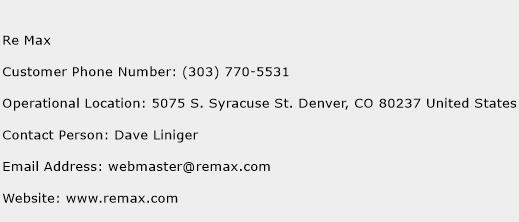 Re Max Phone Number Customer Service