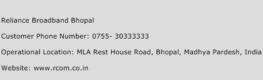 Reliance Broadband Bhopal Phone Number Customer Service