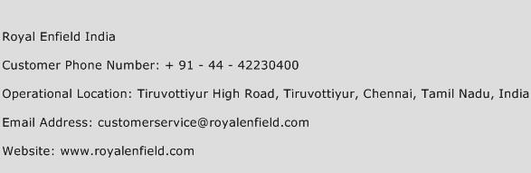 Royal Enfield India Phone Number Customer Service