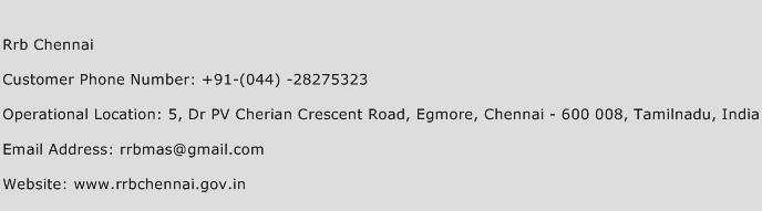 Rrb Chennai Phone Number Customer Service