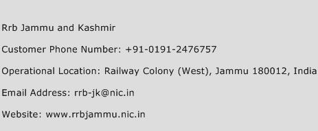 Rrb Jammu and Kashmir Phone Number Customer Service