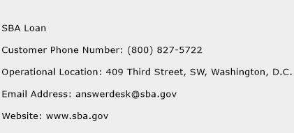 SBA Loan Phone Number Customer Service