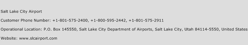 Salt Lake City Airport Phone Number Customer Service