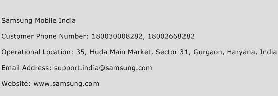Samsung Mobile India Phone Number Customer Service