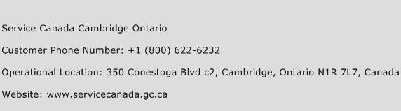 Service Canada Cambridge Ontario Phone Number Customer Service