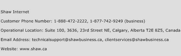 Shaw Internet Phone Number Customer Service