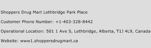 Shoppers Drug Mart Lethbridge Park Place Phone Number Customer Service