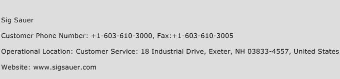 Sig Sauer Phone Number Customer Service