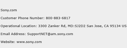 Sony.com Phone Number Customer Service