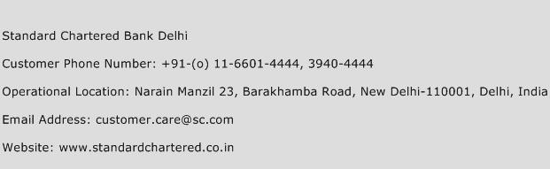 Standard Chartered Bank Delhi Phone Number Customer Service