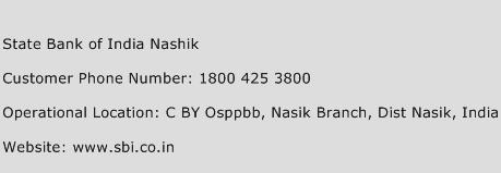 State Bank of India Nashik Phone Number Customer Service