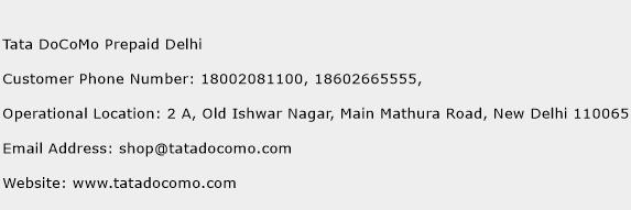 Tata DoCoMo Prepaid Delhi Phone Number Customer Service