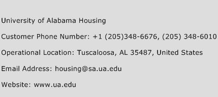 University of Alabama Housing Phone Number Customer Service